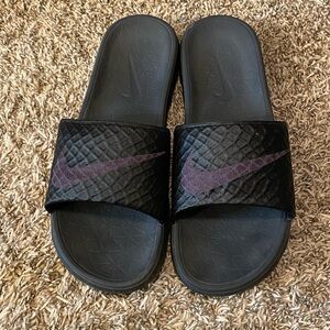 Men's Nike Size 13 Slides With Grayish Purple Swoosh
